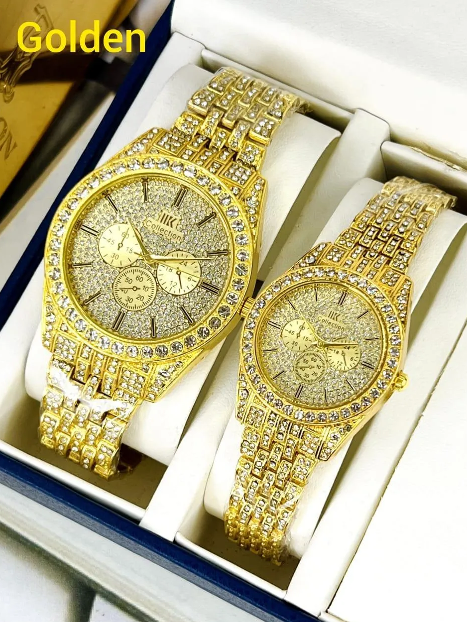 Elegant Stainless Steel Analogue Couple Watches – 2 Pcs Premium Set