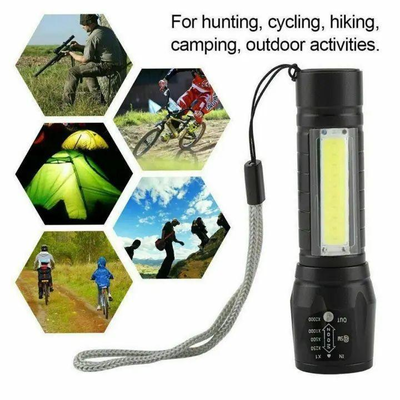 Black Metal Rechargeable Flashlight – Type-C Charging
