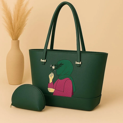 Elegant 2 Pcs Girls’ Rexine Hand Bag Set – Premium Top-Handle Design (Black)