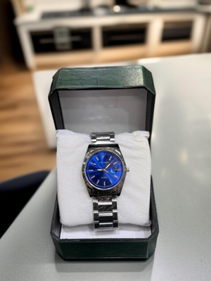 Men’s Water Resistant Quartz Chain Strap Watch – Stylish Blue Stainless Steel second image