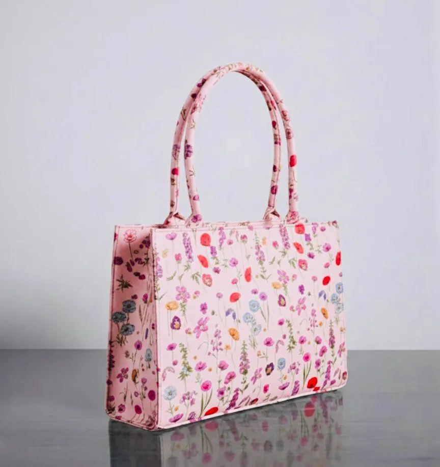 Trendy Pink Women’s Nylon Tote Bag – Stylish Top Handle Printed Design