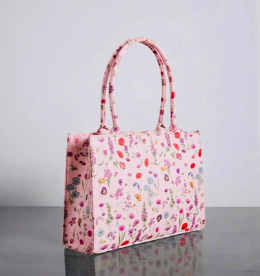 Trendy Pink Women’s Nylon Tote Bag – Stylish Top Handle Printed Design