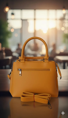 Vibrant Yellow Girls’ PU Leather Hand Bag – Stylish Top Handle Bag second image