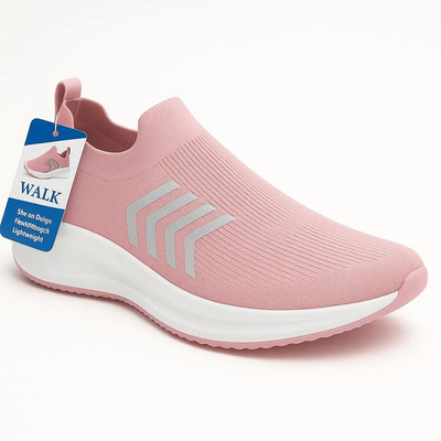 BlossomStep – Women’s Embroidered Pink Walking Sneakers