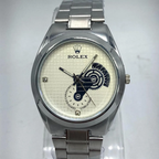 ClassicAura – Men’s Silver & White Stainless Steel Chain Watch