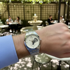 ClassicAura – Men’s Silver & White Stainless Steel Chain Watch