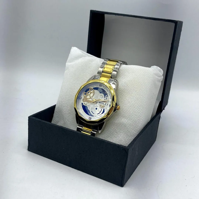 RegalFusion – Men’s Silver & Gold Stainless Steel Quartz Chain Watch second image