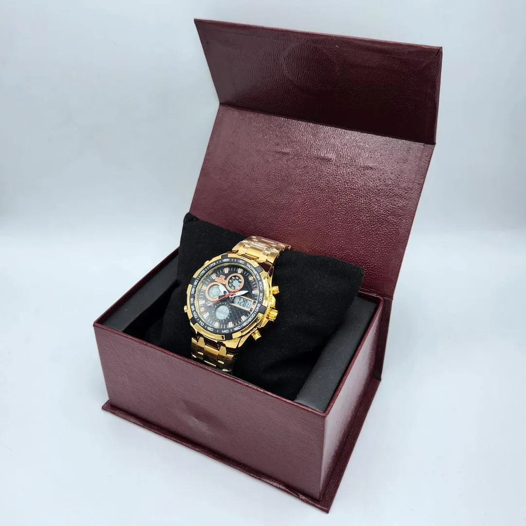 Casio Edifice Classic – Men’s Gold & Black Stainless Steel Chain Watch