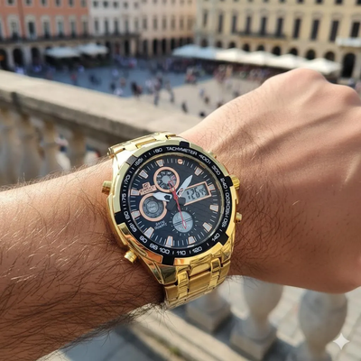 Casio Edifice Classic – Men’s Gold & Black Stainless Steel Chain Watch second image