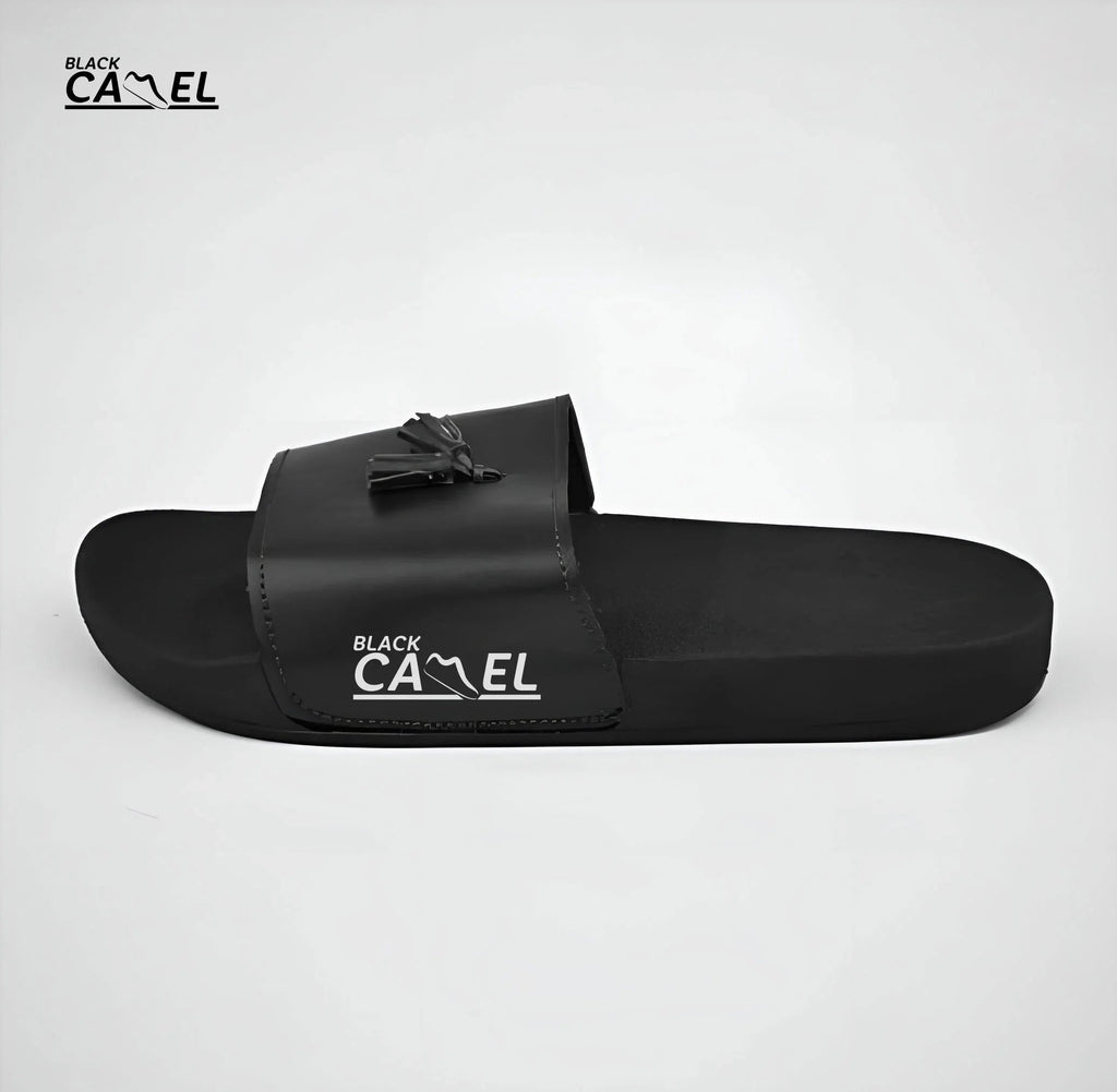 Black Camel Tassel Slide Slipper for men