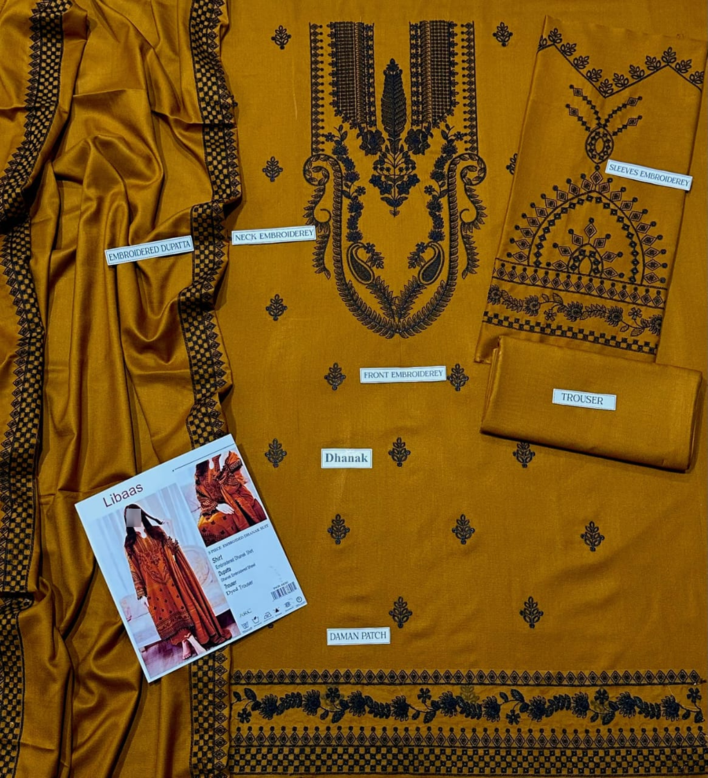 Fabric Fine Quality Dhanak 3pc  Winter Collection 2025 Woman Clothes