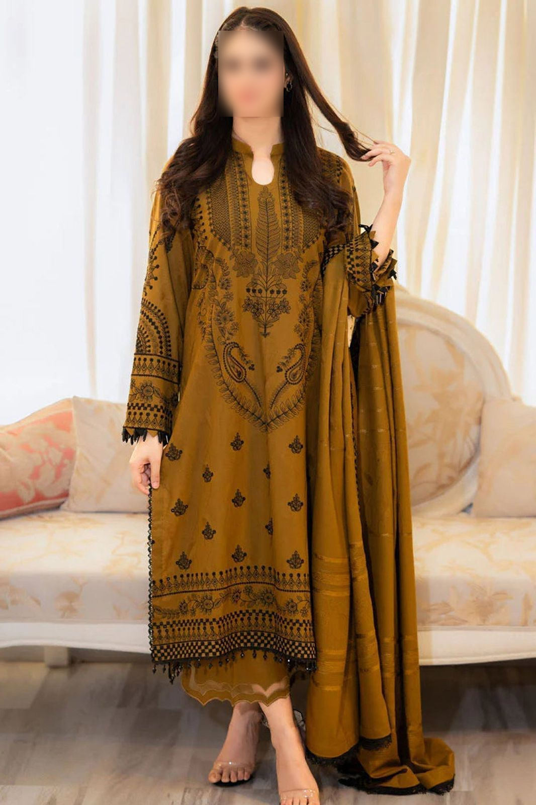 Fabric Fine Quality Dhanak 3pc  Winter Collection 2025 Woman Clothes