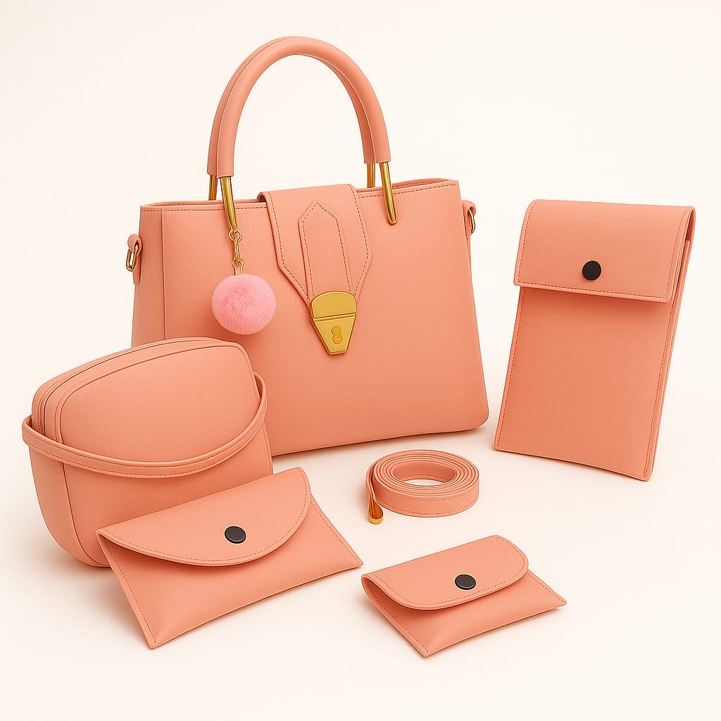 MegaStyle – 5 PCS Synthetic Leather Shoulder Bag Set